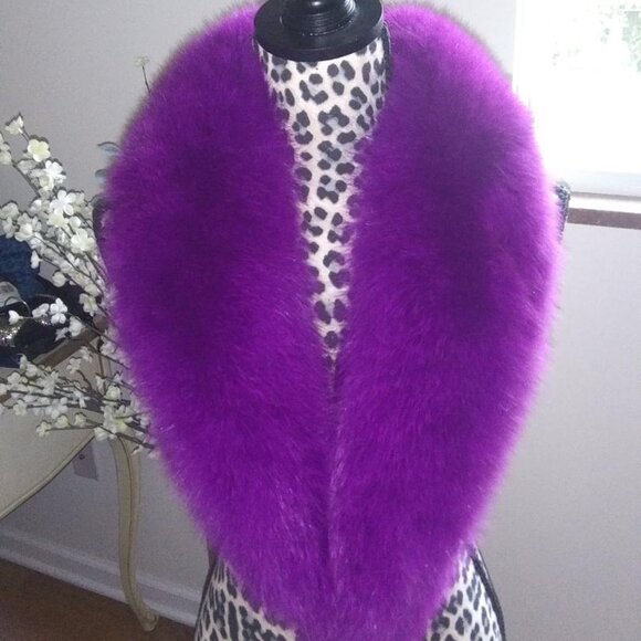 New FOX Fur bright Purple Scarf Collar Scarve-see furs in my closet! - Picture 1 of 1